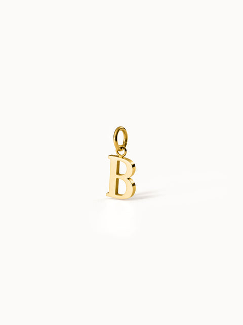 Purelei Pure B Charm, goldener 18K Edelstahl Buchstaben-Anhänger, minimalistisch, elegante Klarheit, strahlend warm.