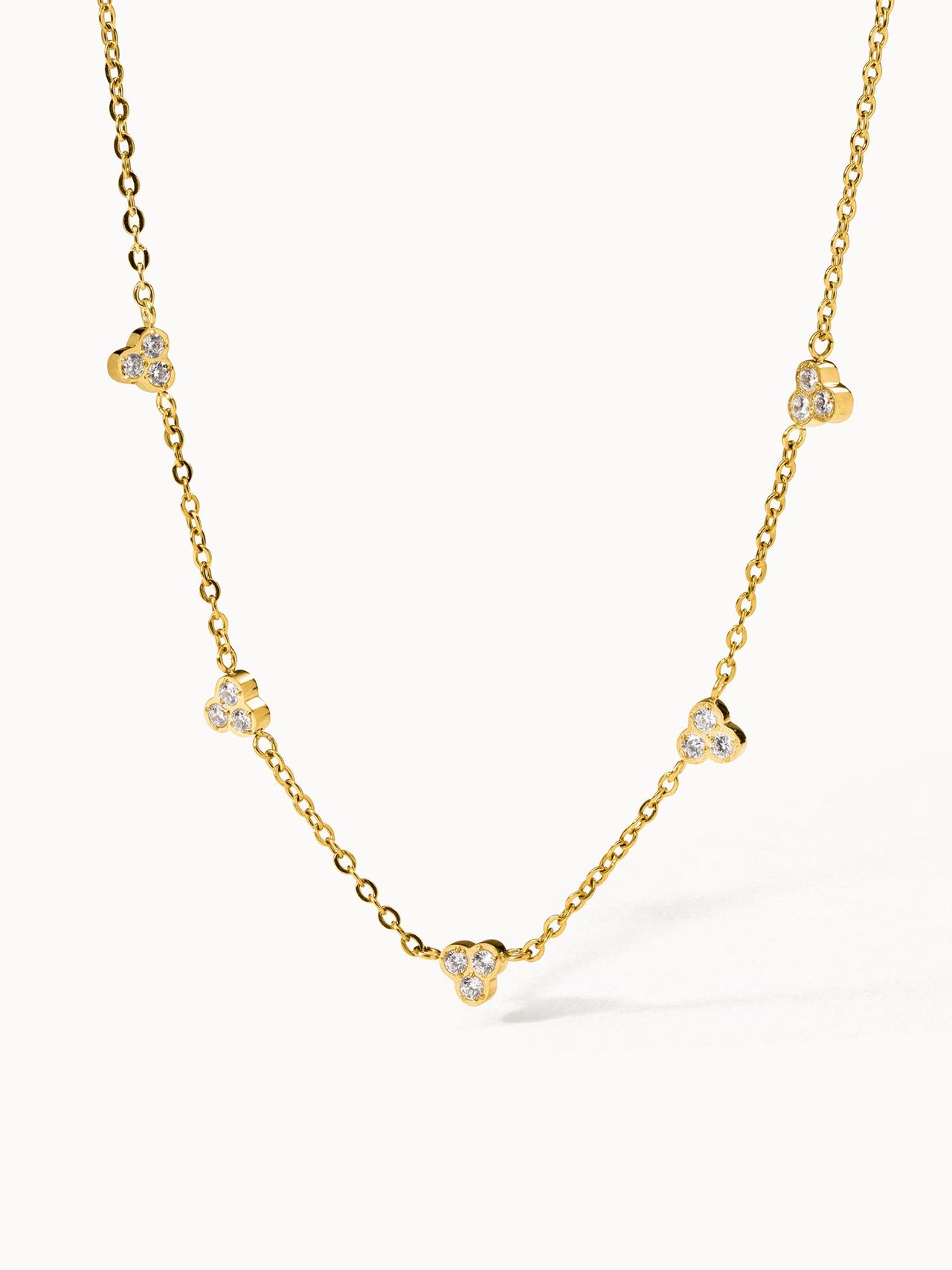 PURELEI Amicizia Kette aus 18K Gold mit Zirkonia-Schmucksteinchen, elegant und vintage-inspiriert.