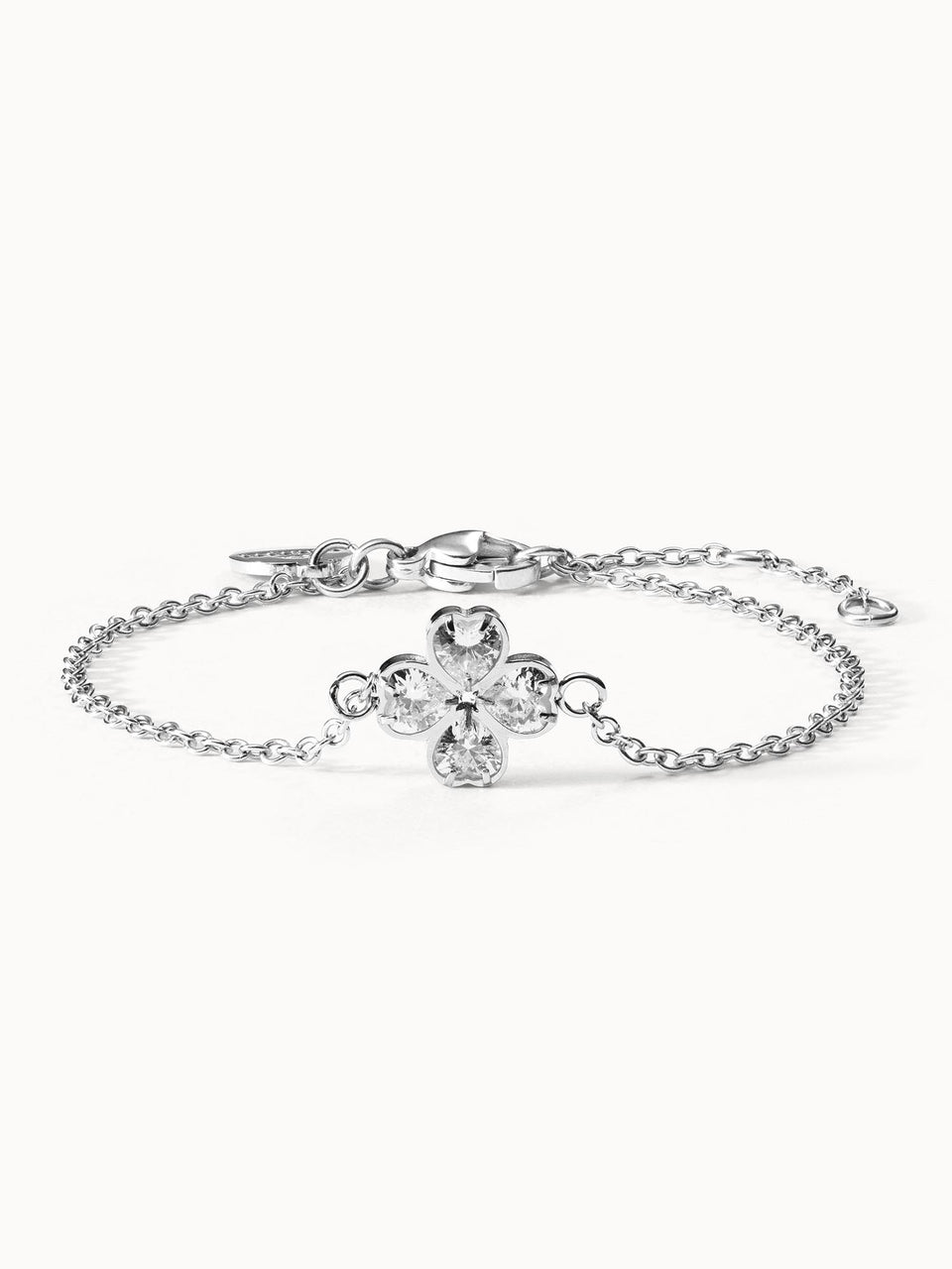 Silbernes Armband mit blütenförmigem Kristall-Design von PURELEI, elegant und funkelnd.