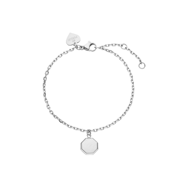 Beloved Armband von PURELEI in silbernem Edelstahl mit achteckigem Anhänger, elegant und zeitlos schlicht gestaltet.