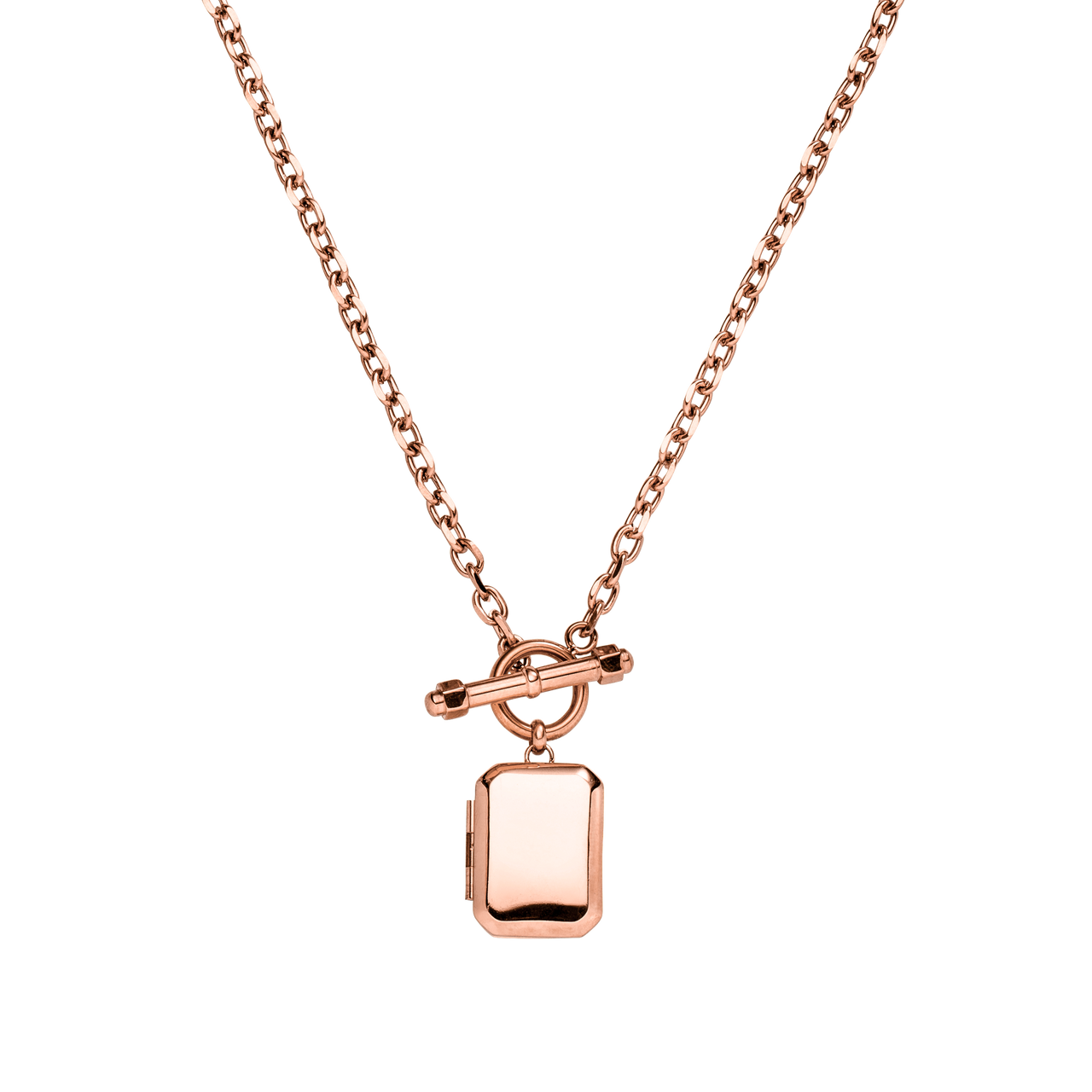 Roségoldene Kette mit rechteckigem Anhänger, elegant und modern, von PURELEI.