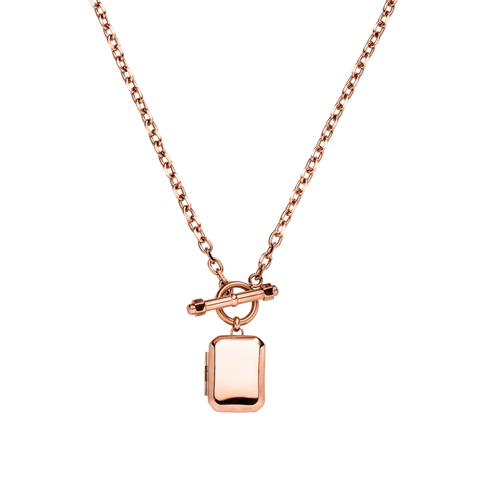Roségoldene Kette mit rechteckigem Anhänger, elegant und modern, von PURELEI.