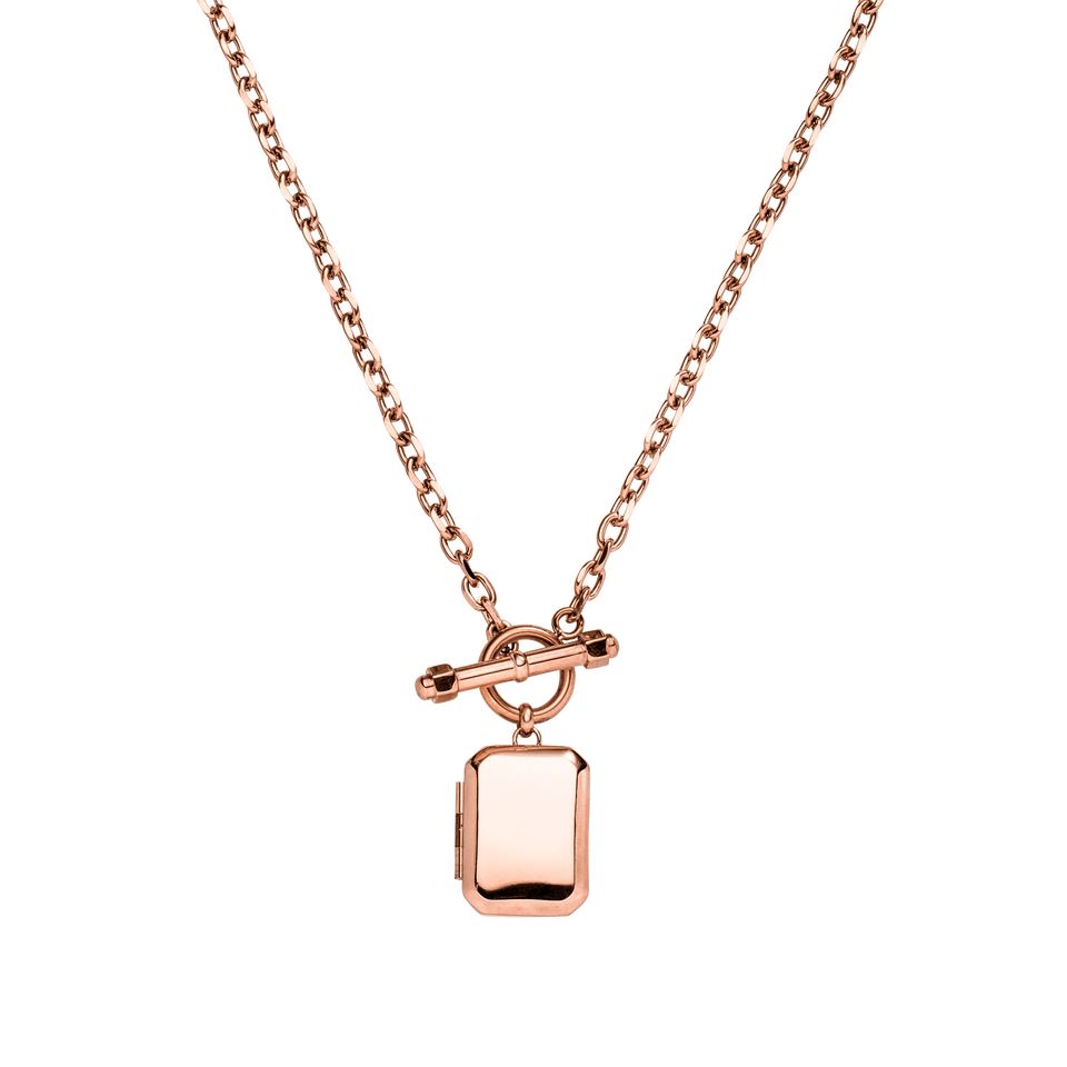 Roségoldene Kette mit rechteckigem Anhänger, elegant und modern, von PURELEI.
