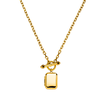 Goldene Kette mit rechteckigem Anhänger und Toggle-Verschluss von PURELEI.