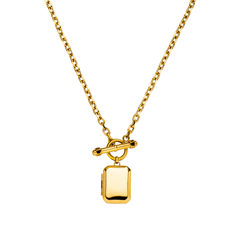 Goldene Kette mit rechteckigem Anhänger und Toggle-Verschluss von PURELEI.