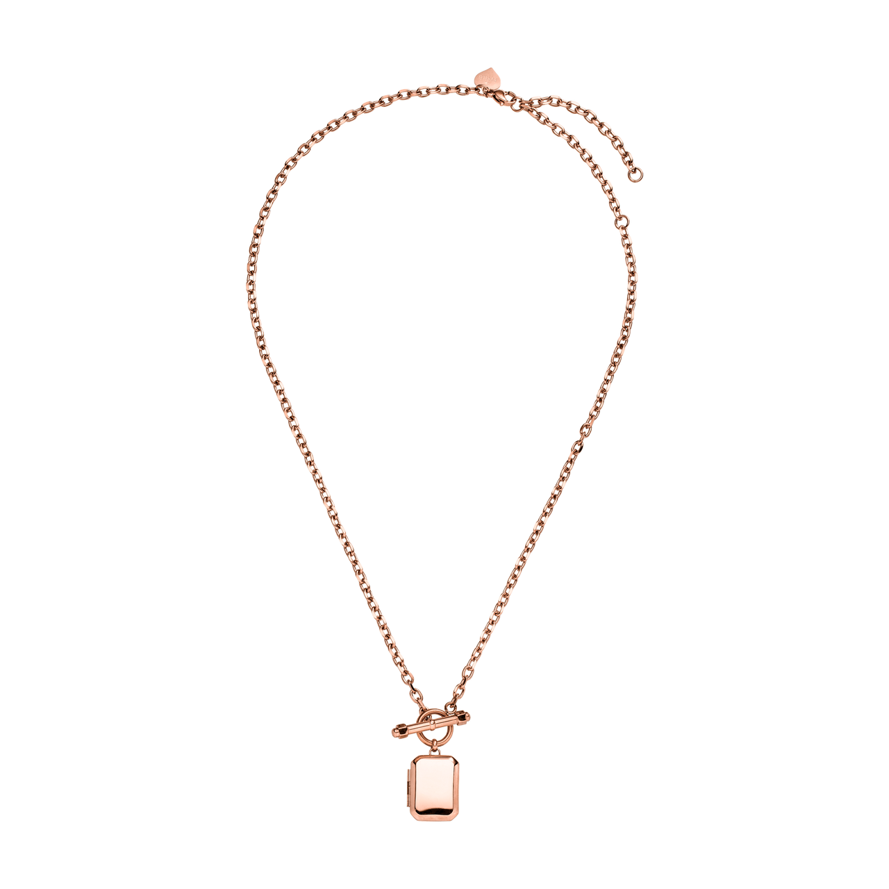 Roségoldene Kette mit rechteckigem Anhänger, elegant und modern, von PURELEI.