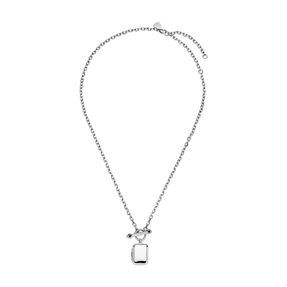 Silberne Kette mit quadratischem Anhänger, elegant und modern, von PURELEI.