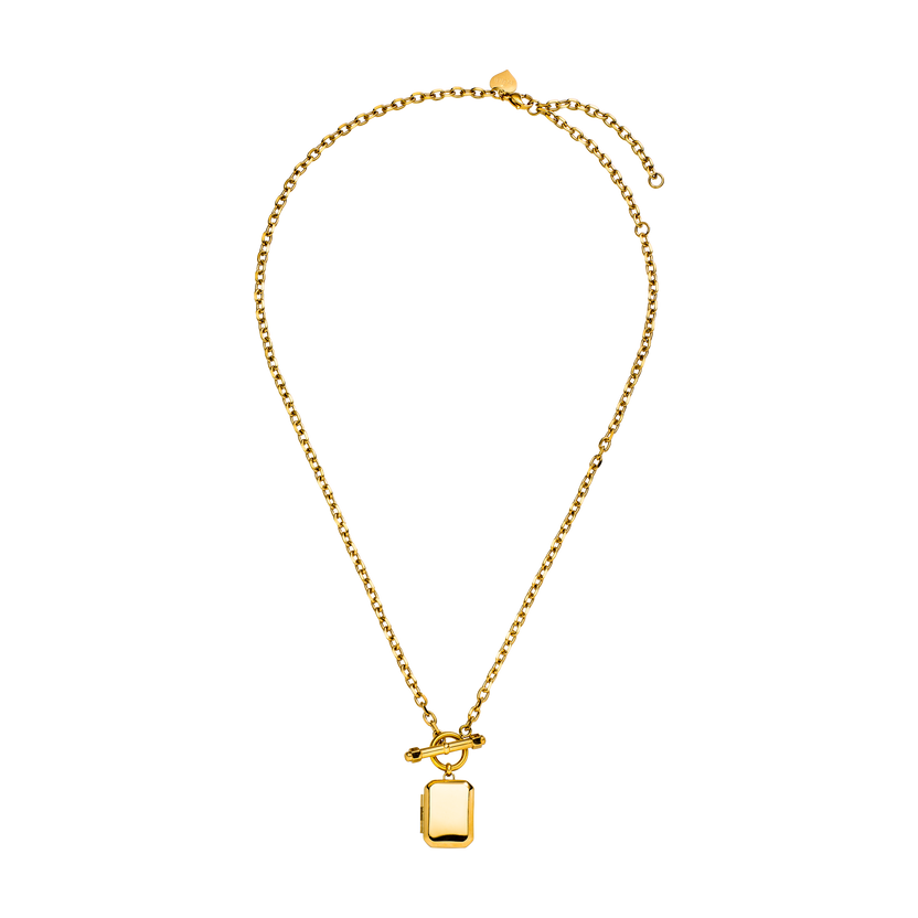 Goldene Kette mit rechteckigem Anhänger von PURELEI, elegant und modern.