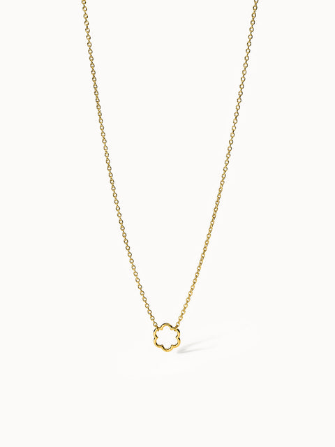 PURELEI Bloom Kette aus 18K vergoldetem Edelstahl mit filigranem Blütenanhänger, elegant und feminin.