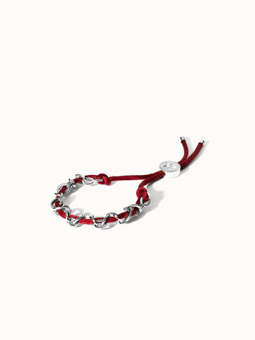 Share Aloha Armband mit rotem Band und silbernen Gliedern, wasserfest und nickelfrei, zeitlos elegant von PURELEI.