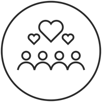 Symbol von Menschen mit Herzen, PURELEI inspiriert von Gemeinschaft und Liebe.