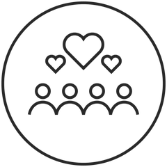 Symbol von Menschen mit Herzen, PURELEI inspiriert von Gemeinschaft und Liebe.