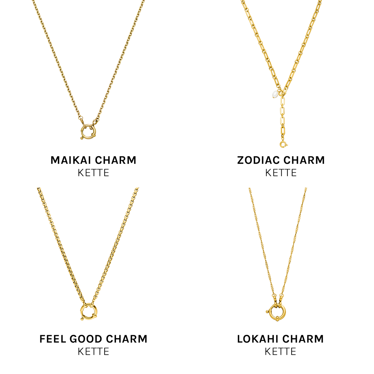 PURELEI Pure A Charm Anhänger aus 18K Gold, fein verarbeitet, elegant und femininer Island-Spirit, auf weißem Hintergrund.