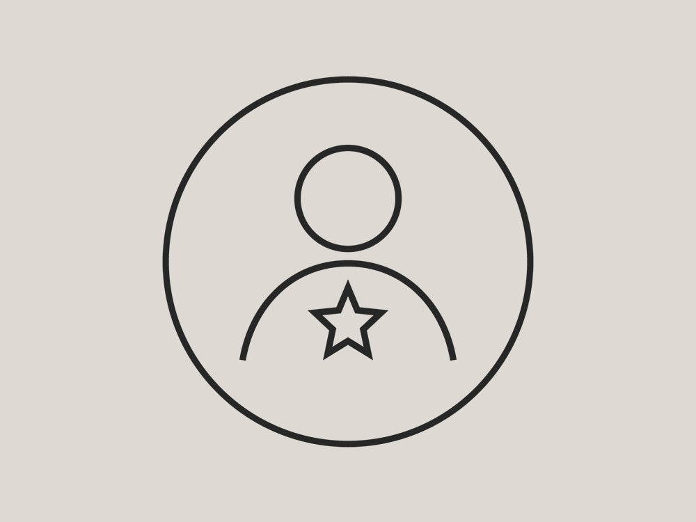 Minimalistisches Icon einer Person mit Stern, PURELEI inspiriert.