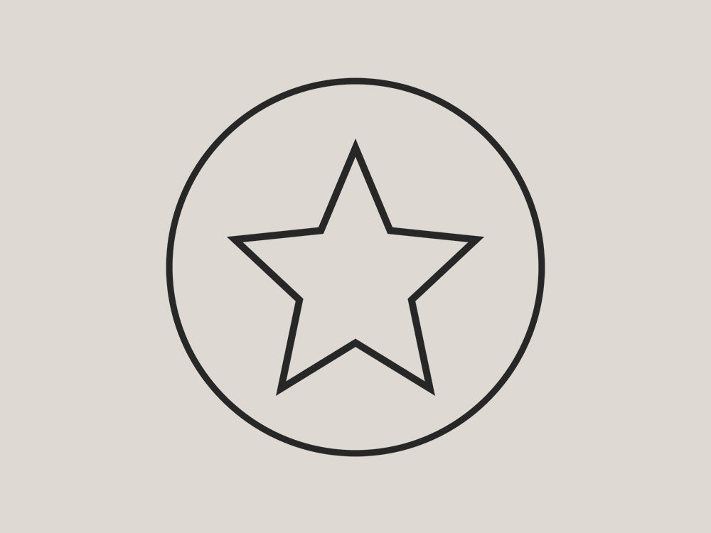 Schwarzer Stern in einem Kreis, minimalistisches Design von PURELEI.