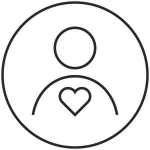 Minimalistisches PURELEI-Icon mit Herzsymbol, symbolisiert Selbstliebe und Aloha-Spirit.