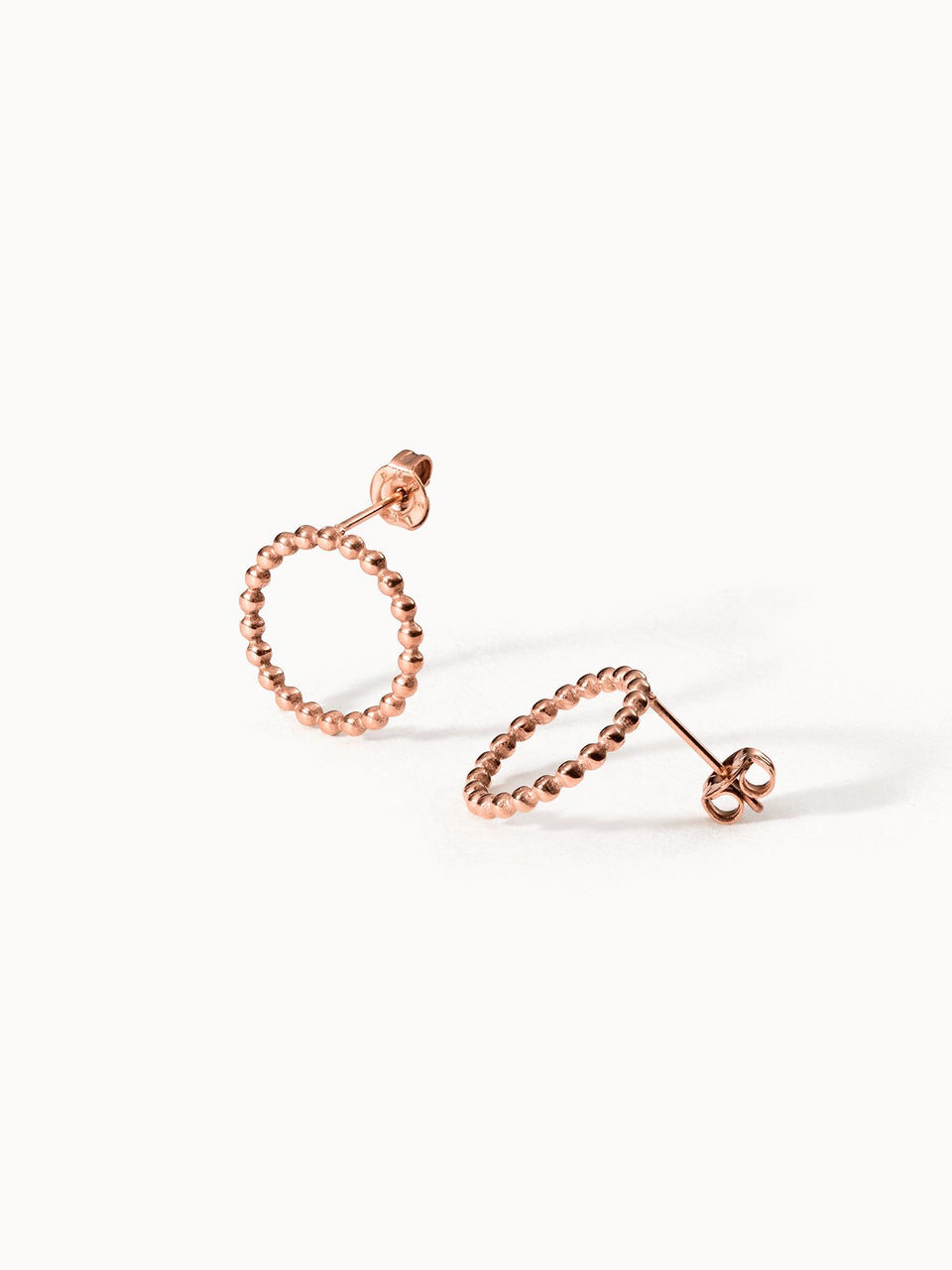 PURELEI Karma Ohrringe aus 18K Roségold-Edelstahl mit kugeligem Kreisd design, elegant und feminin.