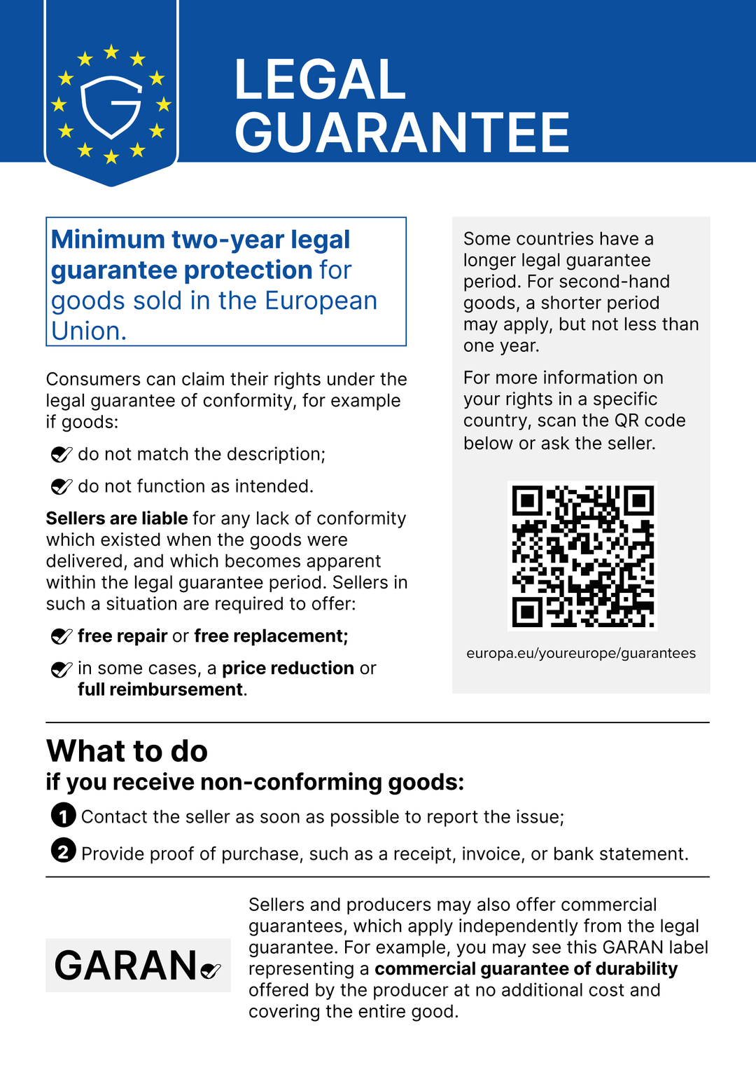 EU notice: You have at least a 2-year legal guarantee.
