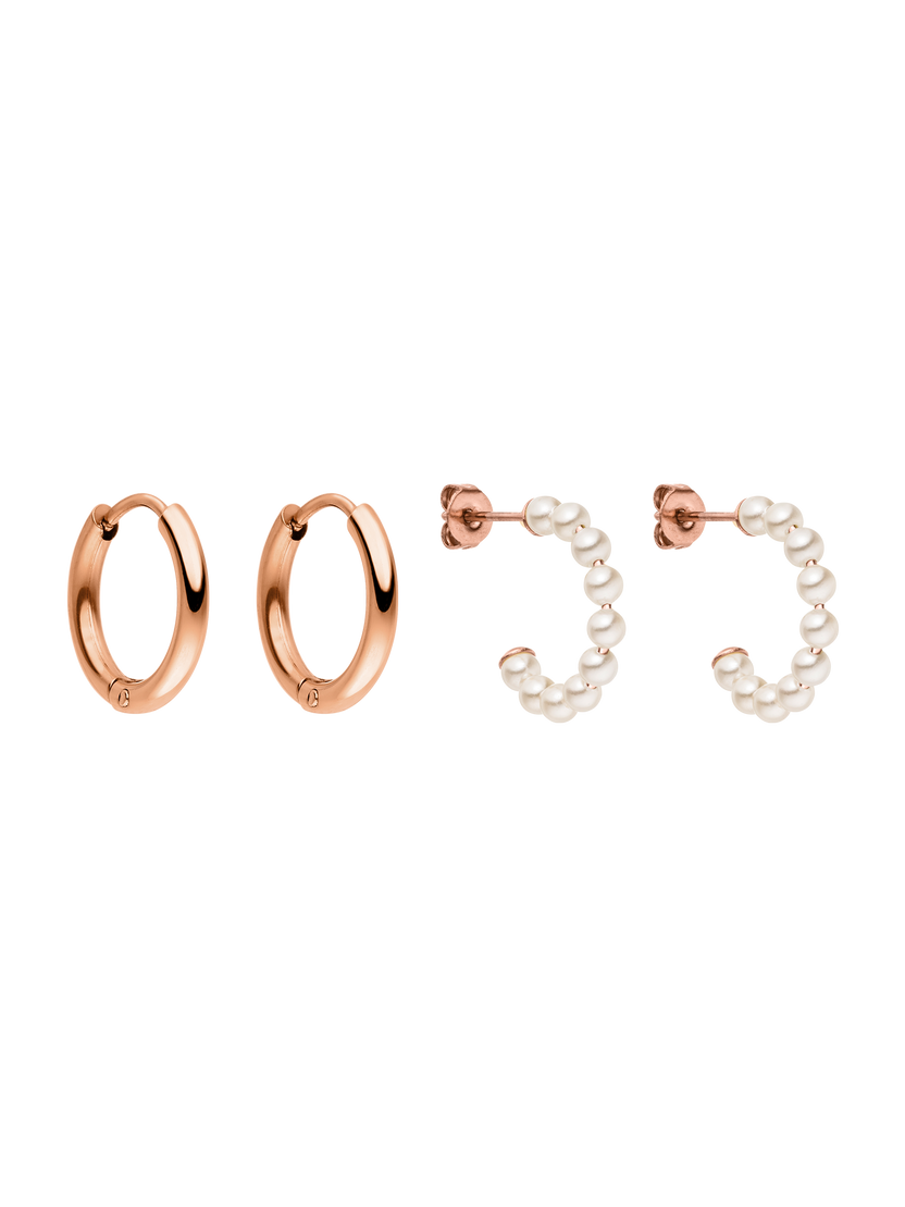 Pearl And Hoop Ohrring Set