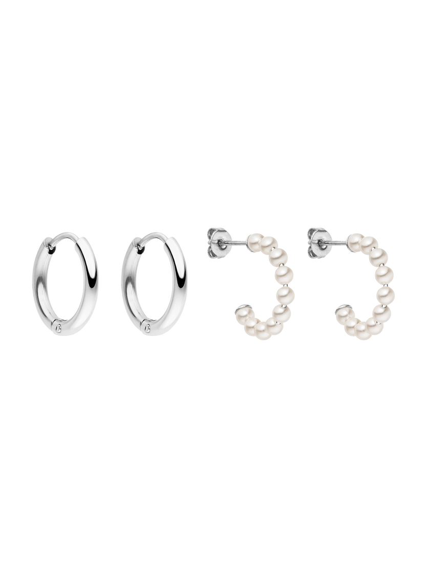 Pearl And Hoop Ohrring Set