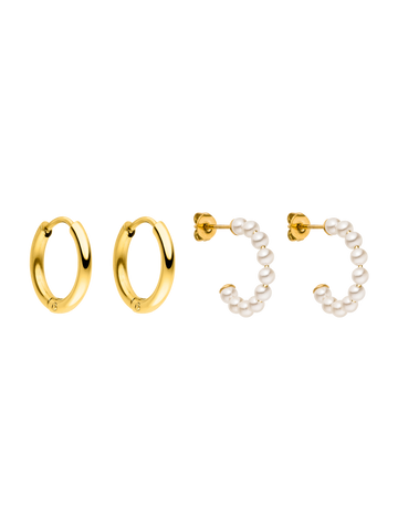Pearl And Hoop Ohrring Set
