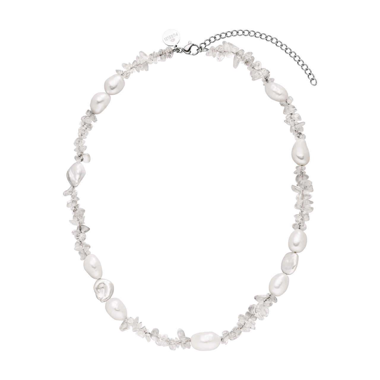 Edelstein- und Perlenkette in Weiß, elegant und natürlich, von PURELEI.