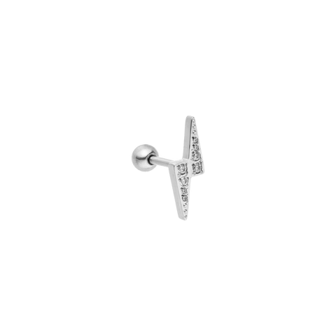 Silberner Ohrring mit funkelnden Zirkonia, modernes Design von PURELEI.