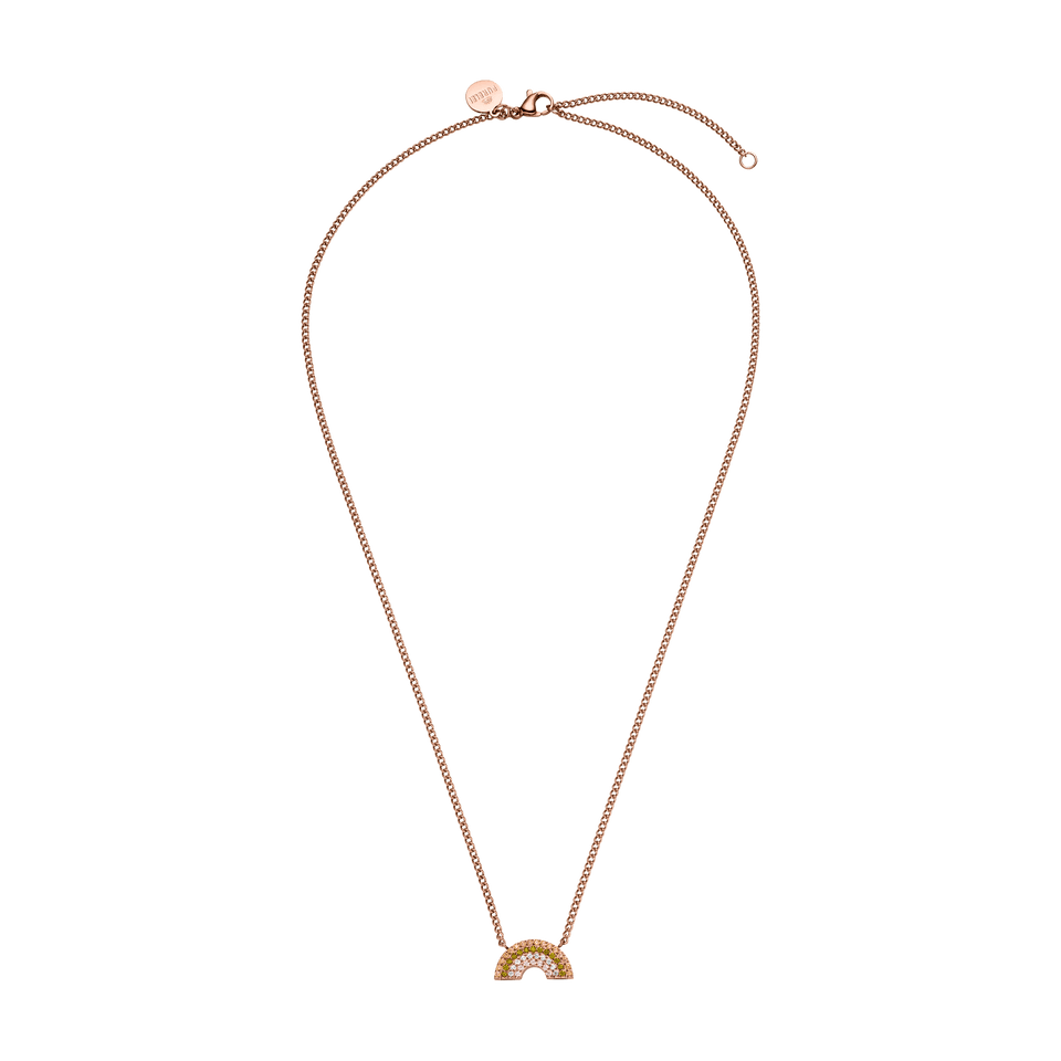 Roségoldene Kette mit Regenbogen-Anhänger von PURELEI, elegant und verspielt.