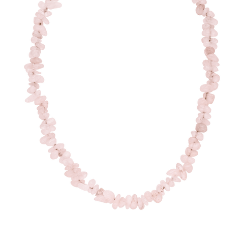 Zarte rosafarbene Kette aus Natursteinen von PURELEI, elegant und feminin.