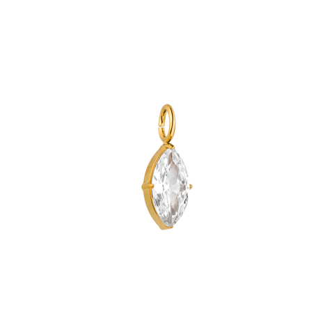 Goldener Anhänger mit klarem Stein, elegant und strahlend, von PURELEI.