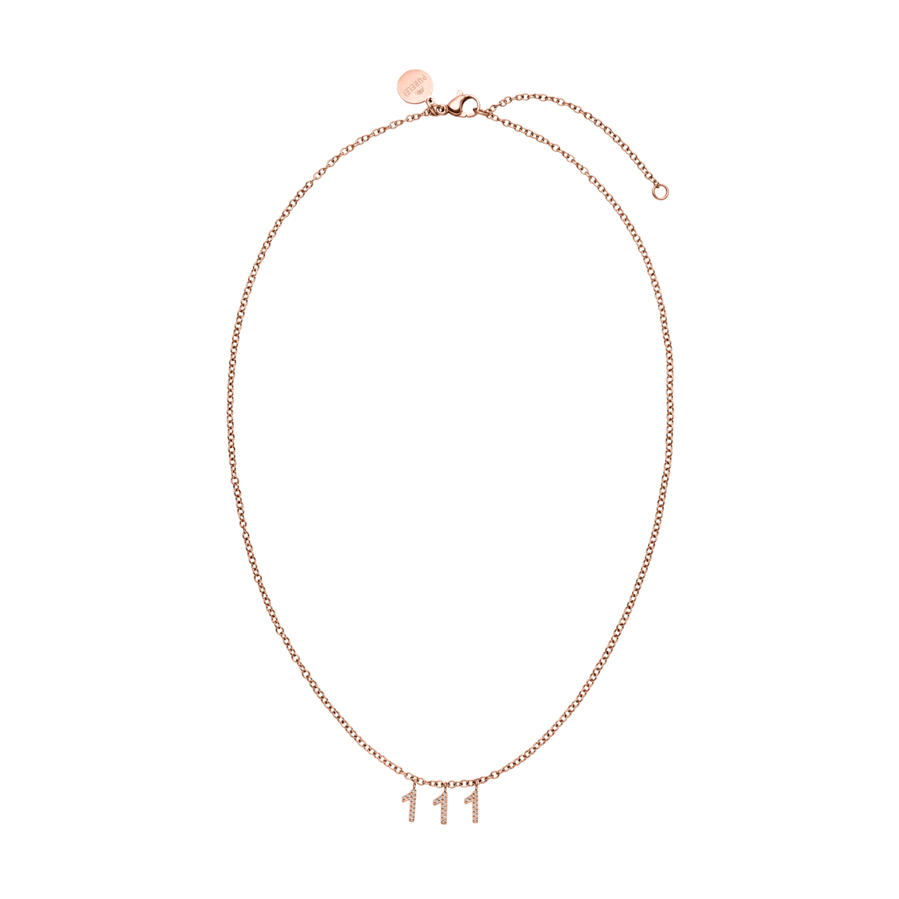 111 Kette in roségold mit Zirkonia-Anhängern, elegante Ankerkette, nickelfrei, femininer Island-Spirit.