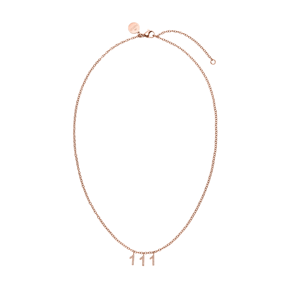 111 Kette in roségold mit Zirkonia-Anhängern, elegante Ankerkette, nickelfrei, femininer Island-Spirit.