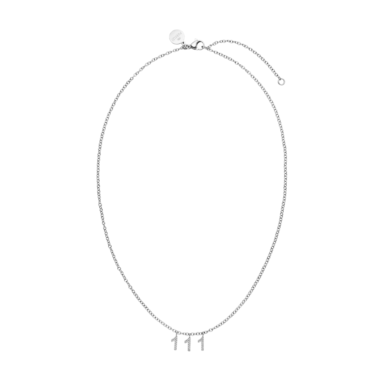 111 Kette aus silbernem Edelstahl mit Zirkonia-Anhängern im Ankerketten-Stil, elegant und nickelfrei Vicky