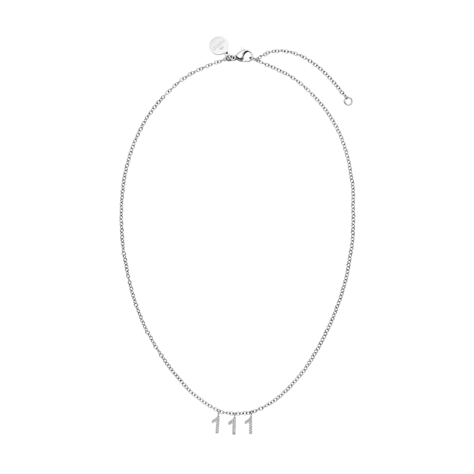 111 Kette aus silbernem Edelstahl mit Zirkonia-Anhängern im Ankerketten-Stil, elegant und nickelfrei Vicky