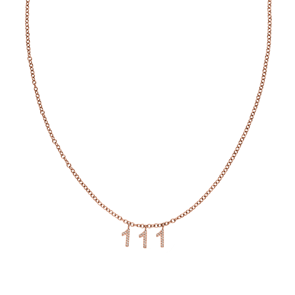 Roségoldene 111 Kette mit Zirkonia-Zahlenanhängern in Ankerkette, nickelfrei, elegant und inspirierend.