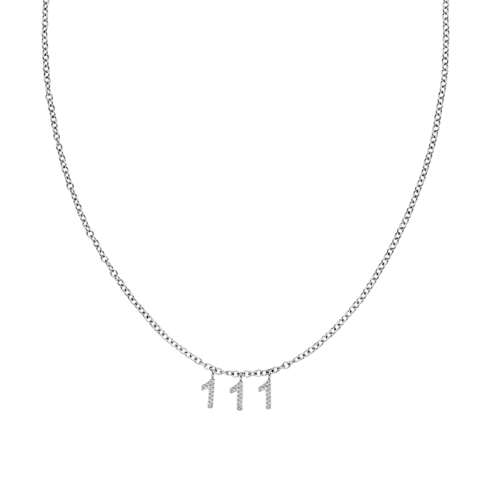 111 Kette aus nickelfreiem Silber mit Zirkonia-Zahlenanhängern, filigrane Ankerkette, zeitlos elegant – Vicky