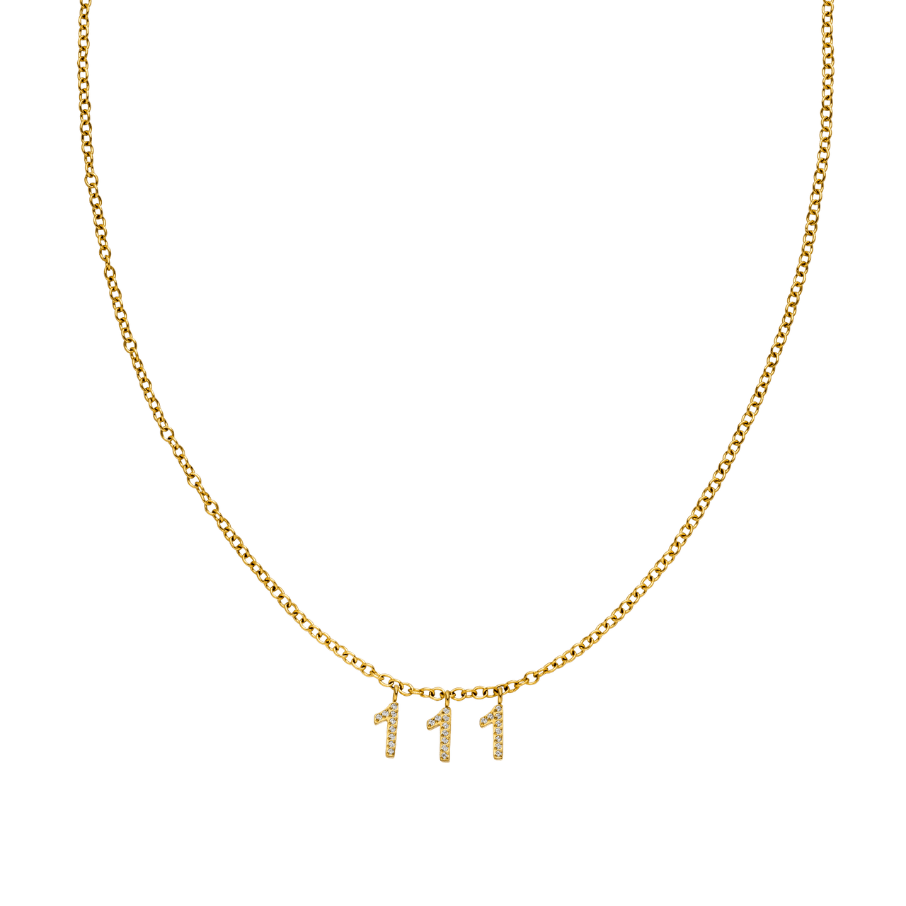111 Kette in 18K Gold mit Zirkonia-Anhängern an feiner Ankerkette, elegant und nickelfrei