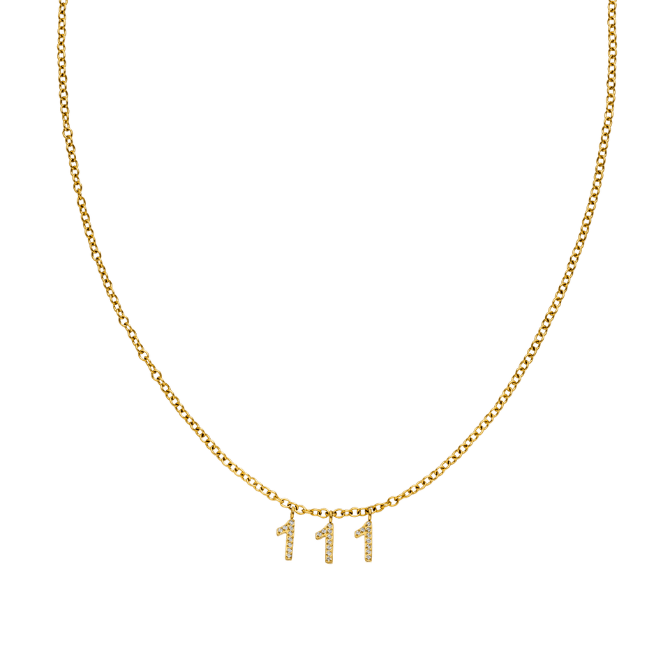 111 Kette in 18K Gold mit Zirkonia-Anhängern an feiner Ankerkette, elegant und nickelfrei
