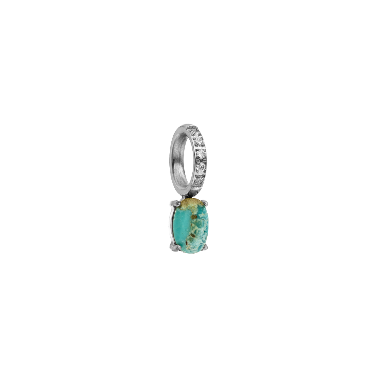 Silberner Ring mit türkisfarbenem Stein und funkelnden Details von PURELEI.