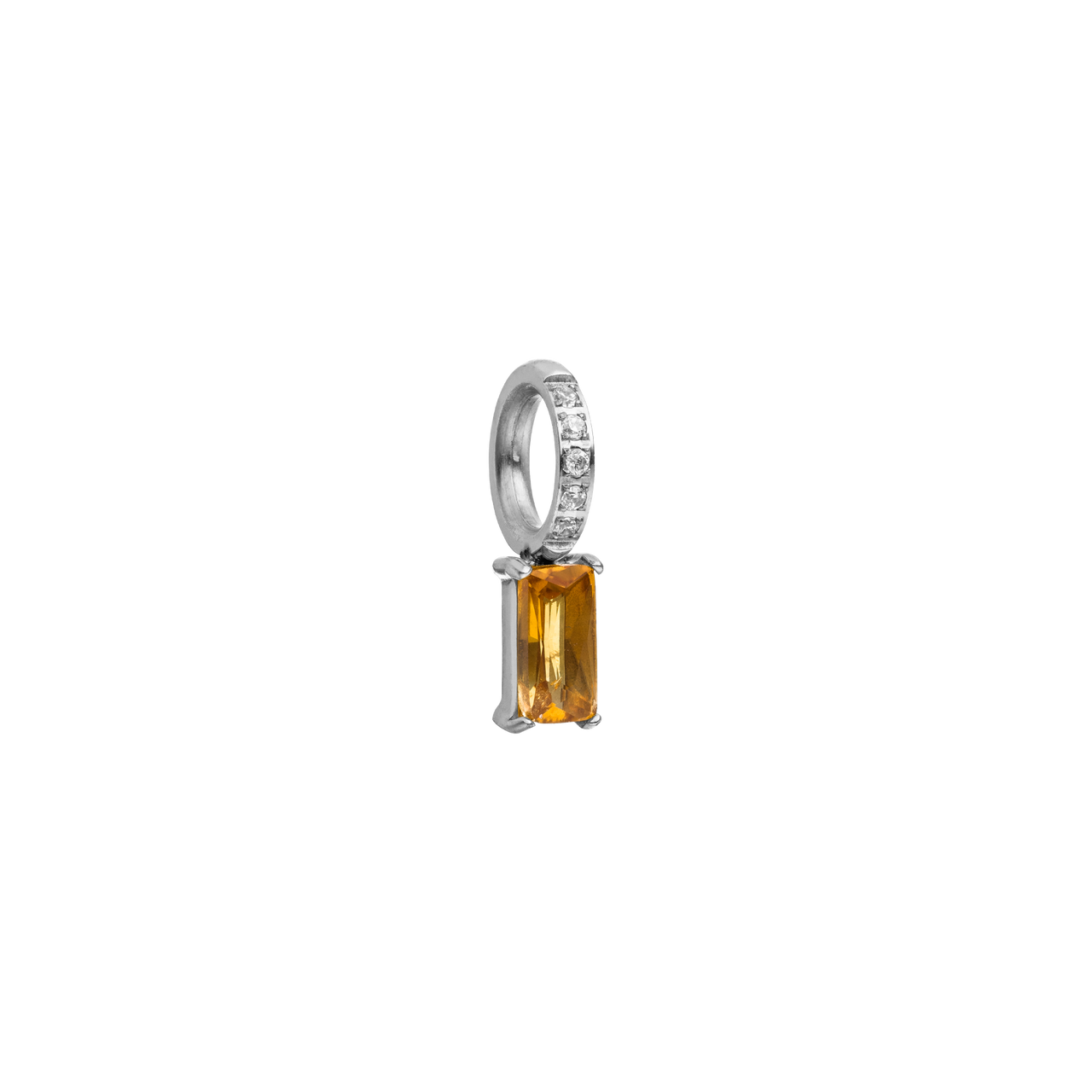 Silberner Ring mit orangefarbenem Stein und funkelnden Zirkonia von PURELEI