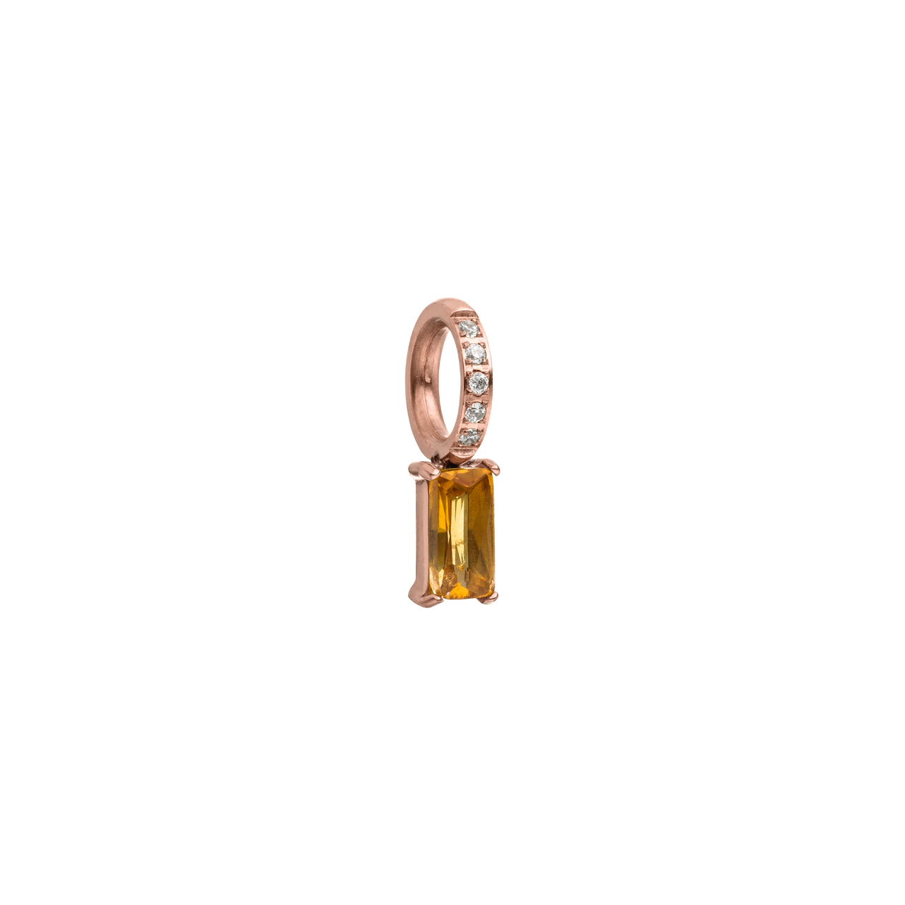 Roségoldener Anhänger mit gelbem Stein und funkelnden Zirkonia von PURELEI.