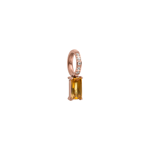 Roségoldener Anhänger mit gelbem Stein und funkelnden Zirkonia von PURELEI.