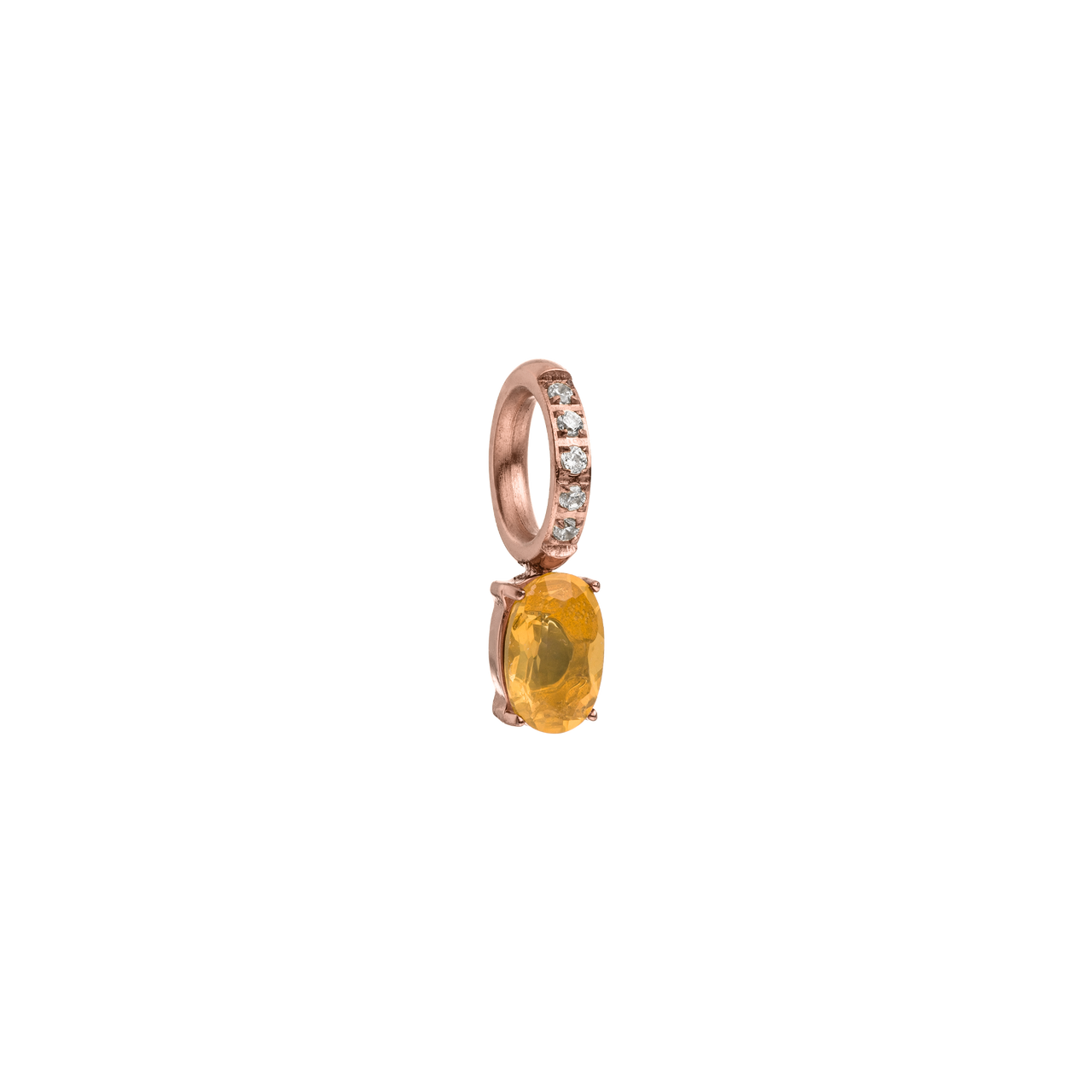 Roségoldener Anhänger mit gelbem Stein und funkelnden Zirkonia, PURELEI. Elegante, feminine Ausstrahlung.