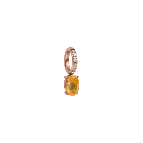 Roségoldener Anhänger mit gelbem Stein und funkelnden Zirkonia, PURELEI. Elegante, feminine Ausstrahlung.