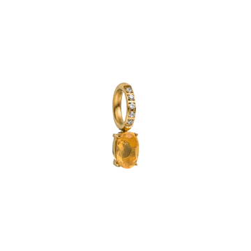 Goldener Anhänger mit gelbem Stein und funkelnden Zirkonia von PURELEI, elegant und strahlend.