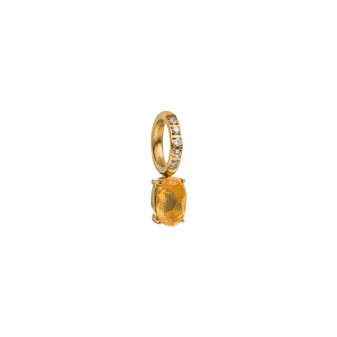 Goldener Anhänger mit gelbem Stein und funkelnden Zirkonia von PURELEI, elegant und strahlend.