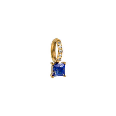 Goldener Anhänger mit blauem Stein und funkelnden Zirkonia, PURELEI