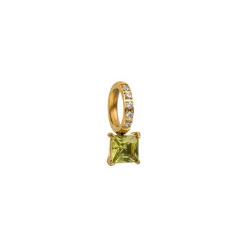 Goldener Anhänger mit grünem Stein und funkelnden Zirkonia, PURELEI Eleganz.