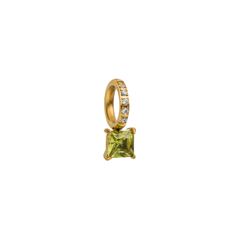 Goldener Anhänger mit grünem Stein und funkelnden Zirkonia, PURELEI Eleganz.