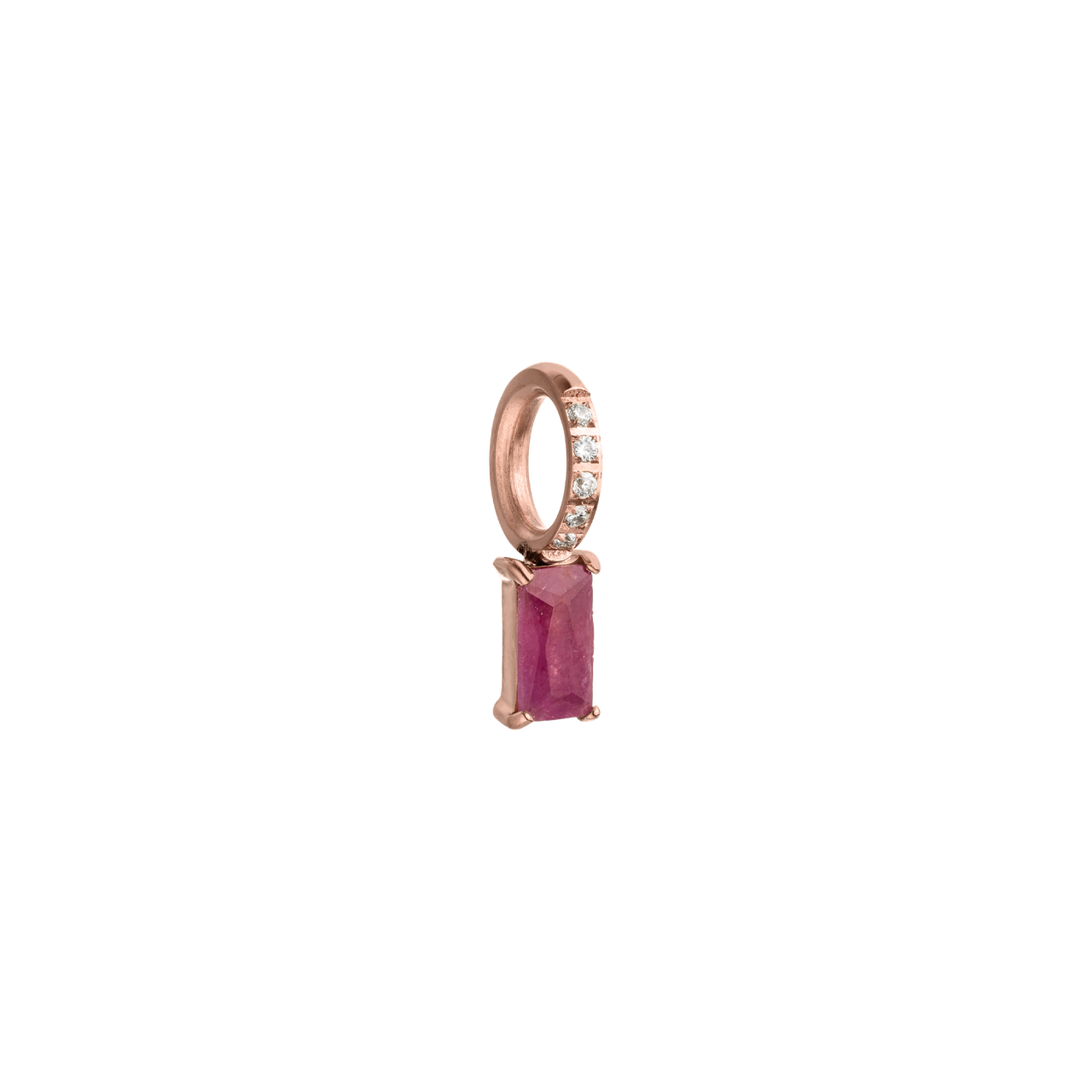 Roségoldener Anhänger mit pinkem Stein und funkelnden Zirkonia von PURELEI.